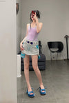 WINDOWSEN stitching printed wide -leg pants/pants/skirt SS23P008 gray